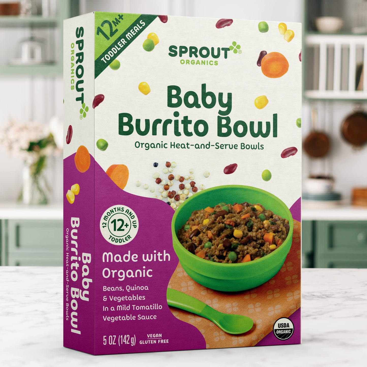 Sprout Organic Baby Food, Toddler Meals, Veggie Burrito Bowl With Beans & Quinoa, 5 Oz Bowl (8 Count)