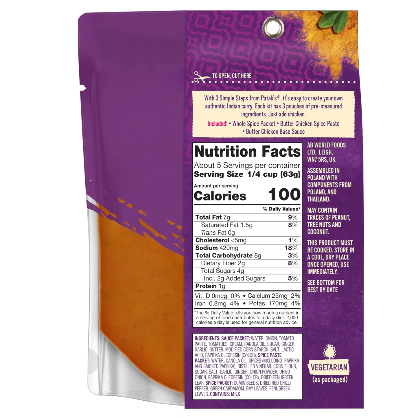 Patak'S Butter Chicken Curry Sauce Kit 3-Step, 11 Fl Oz