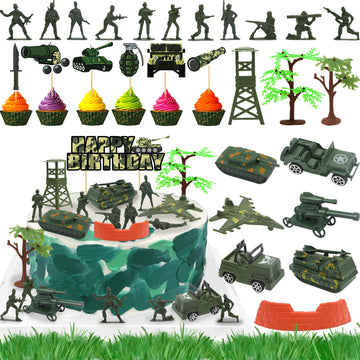 35Pcs Camo Cake Cupcake Toppers Camouflage Cake Decorations Army Military Party Supplies With Camo Happy Birthday Cake Topper Ar