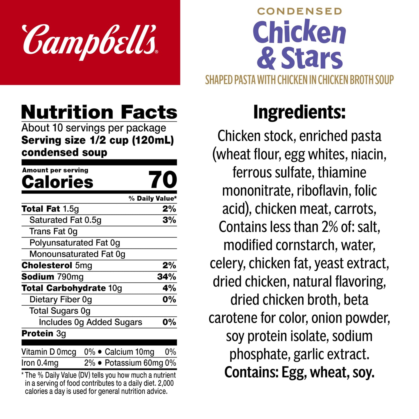 Campbell'S Condensed Kids Soup, Chicken & Stars Soup, 10.5 Ounce Can (Pack Of 24)