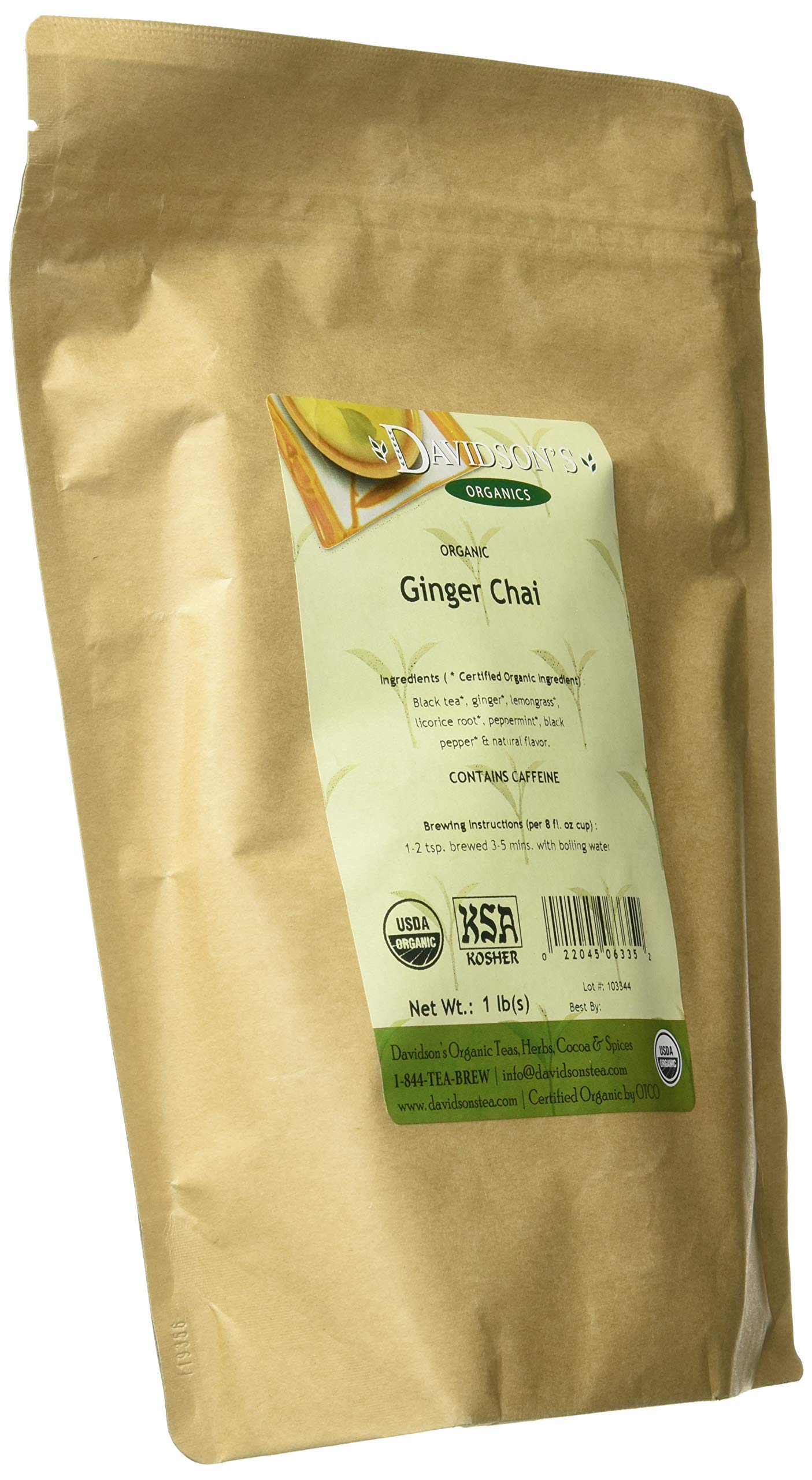 Davidson'S Organics, Ginger Chai, Loose Leaf Tea, 16-Ounce Bag