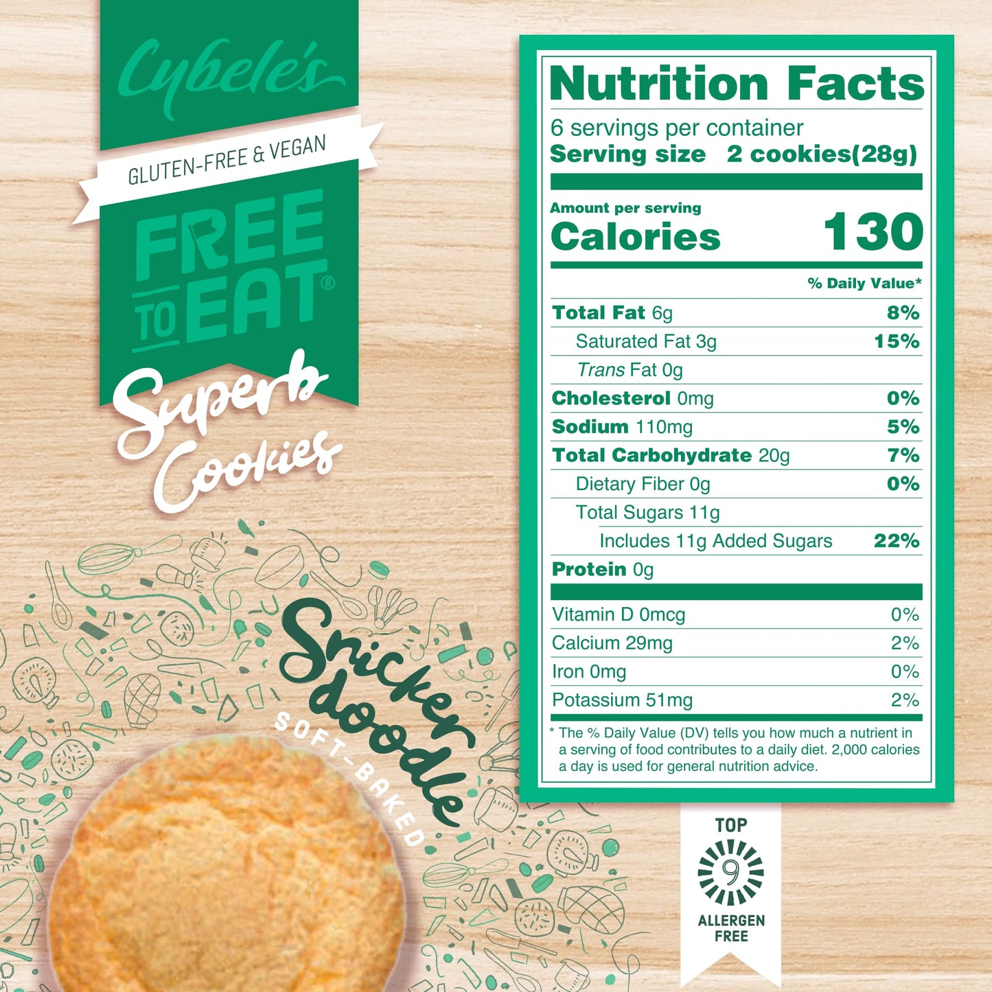 Cybele’S Free To Eat Gluten-Free & Vegan Cookies - Plant-Based, Dairy, Soy, & Nut Free - Soft-Baked School Safe Snack For Kids & Mature-Themeds - 12 Cookies Per 6 Oz Box (Snickerdoodle, Pack Of 6)