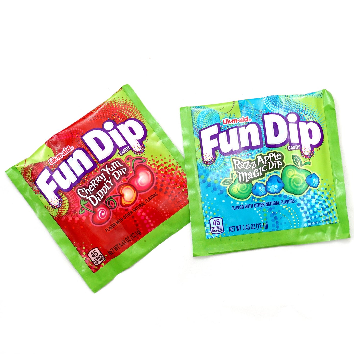 Lik-M-Aid Fun Dip Candy 48 Pack Bulk Case, 2 Flavors, Cherry Yum And Blue Razz Powder Candy