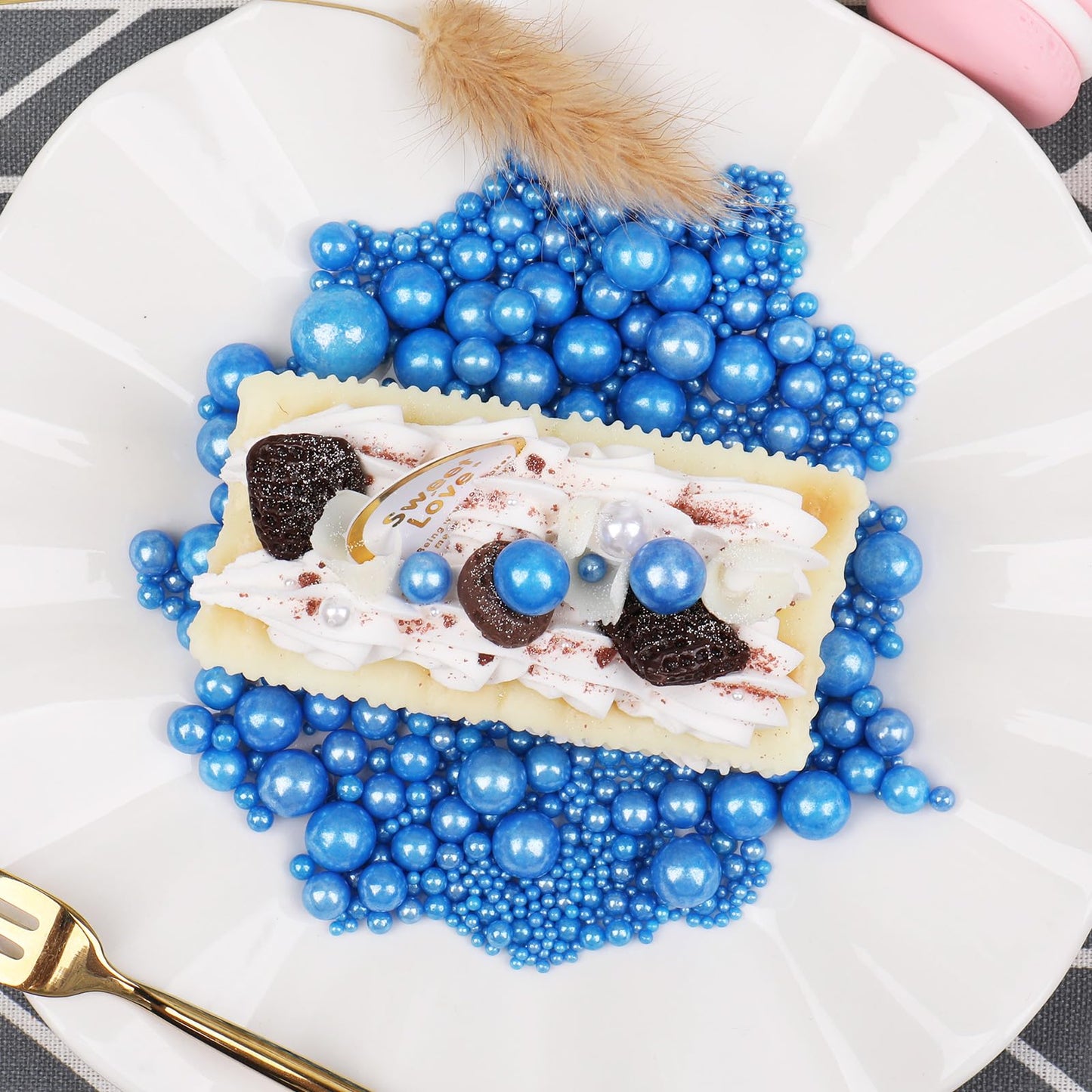 SweetGrove Blue Sprinkles for Cake Decorating, 130g Edible Royal Blue Pearl Mix, Sugar Candy for Cupcakes and Cookies