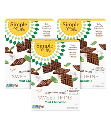 Simple Mills Mint Chocolate Seed and Nut Flour Sweet Thins, Paleo Friendly and Delicious Sweet Thin Cookies, Good for Snacks, Nu