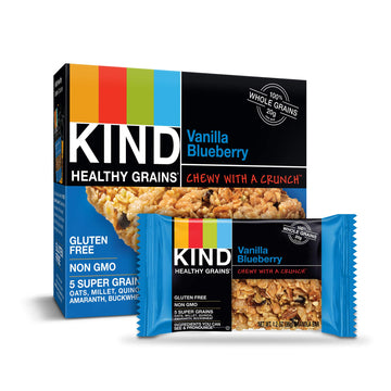 Kind Healthy Grains Bars Gluten Free 1.2 Ounce, Hgb Vanilla Blueberry, 40 Count