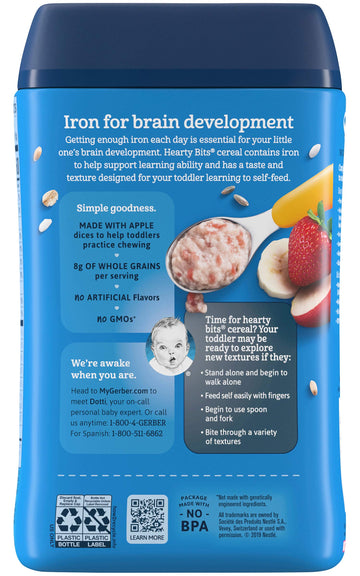 Gerber Baby Cereal Hearty Bits Multigrain Cereal Banana Apple Strawberry, 8 Ounce