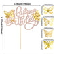 25Pcs Butterfly Cake Toppers Happy Birthday Cake Topper Gold 3D Butterfly Cupcake Topper For Girls Women'S Happy Birthday Cake T