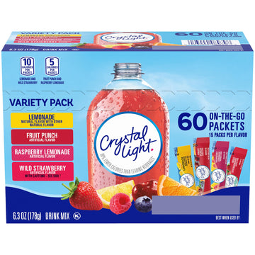Crystal Light On the Go Variety Pack, 60 Ct, 6.3 Ounce, Model 043000089798