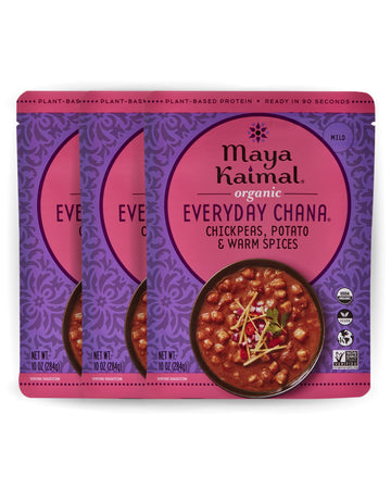 Maya Kaimal Foods - Organic Indian Everyday Chana - 10oz - Fully Cooked Chickpeas, Potato & Warm Spices - Vegan - Microwavable -