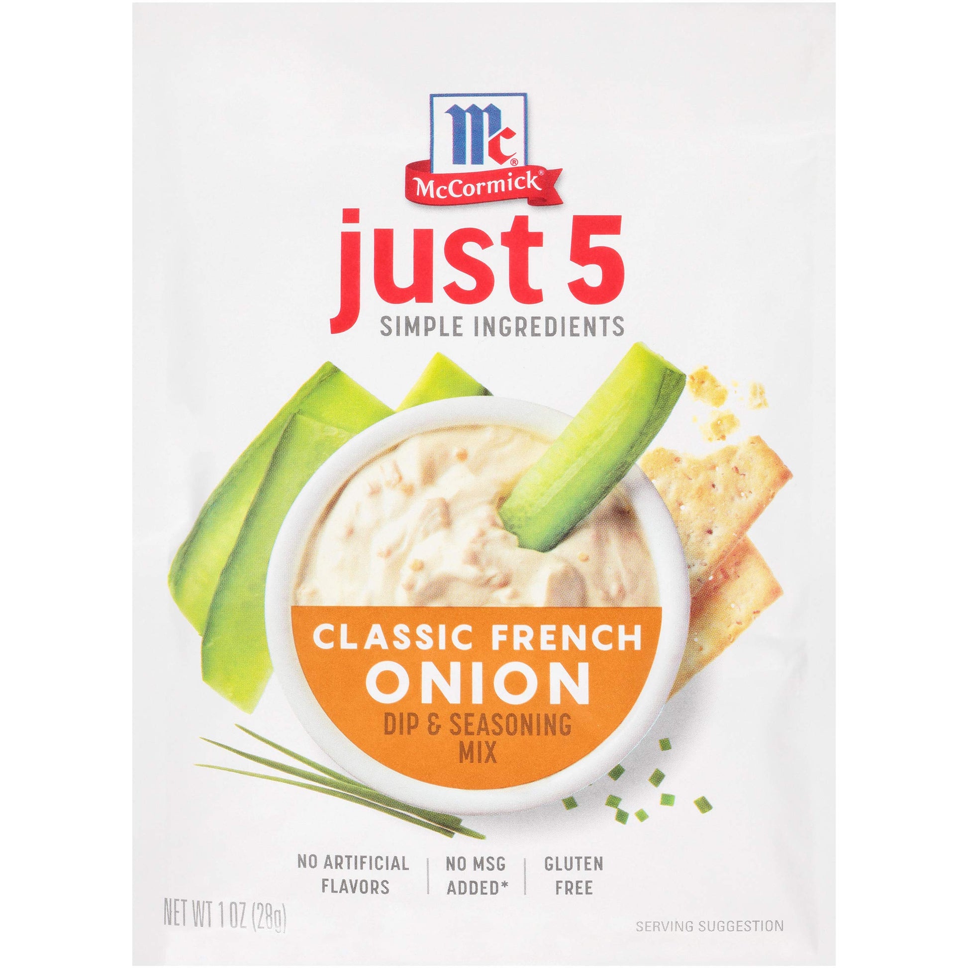 McCormick Just 5 Simple Ingredients Classic French Onion Dip & Seasoning Mix, 1 oz (Pack of 12)