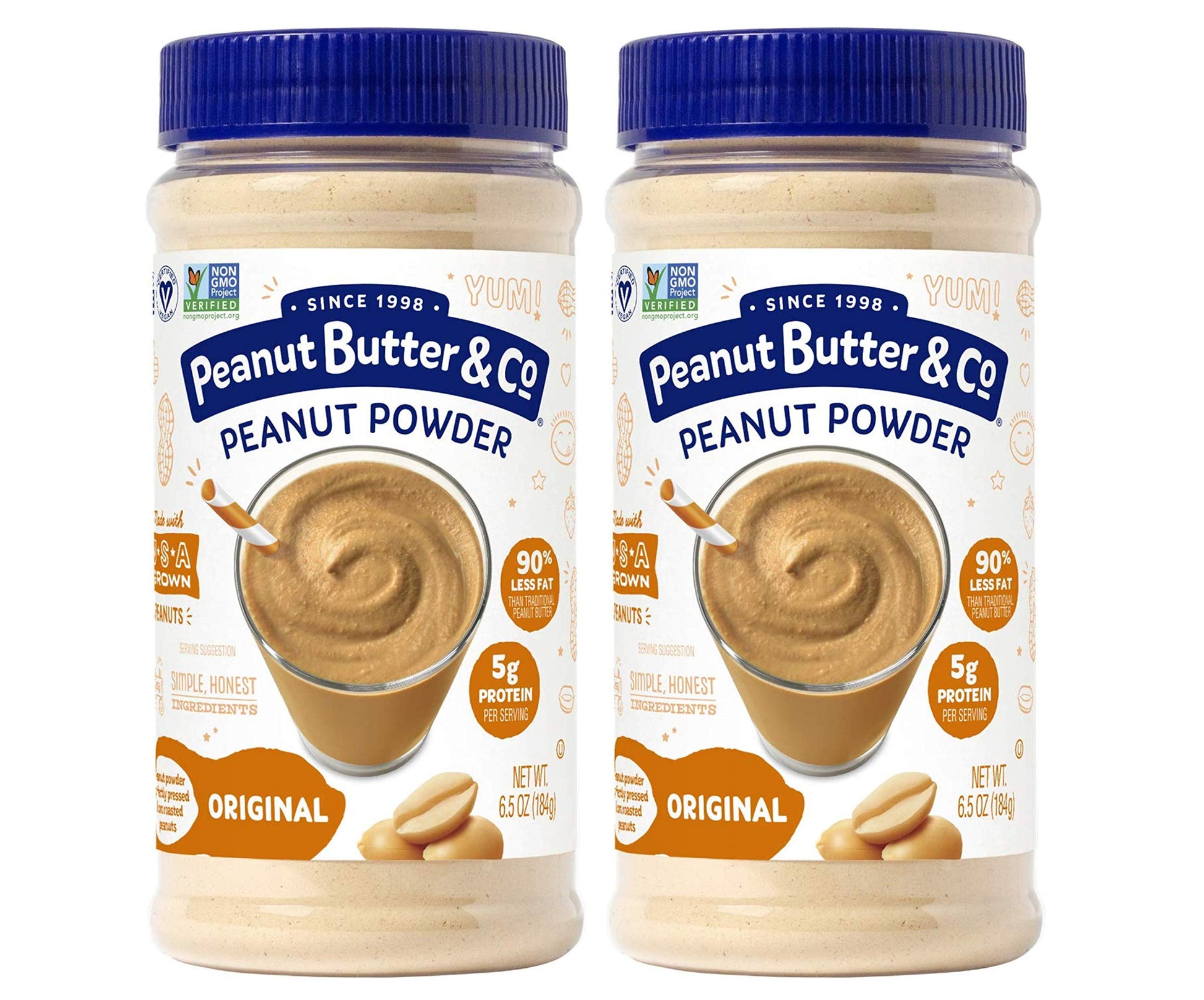 Peanut Butter & Co. Original Peanut Powder, Non-GMO Project Verified, Gluten Free, Vegan, 6.5 oz Jars (Pack of 2)