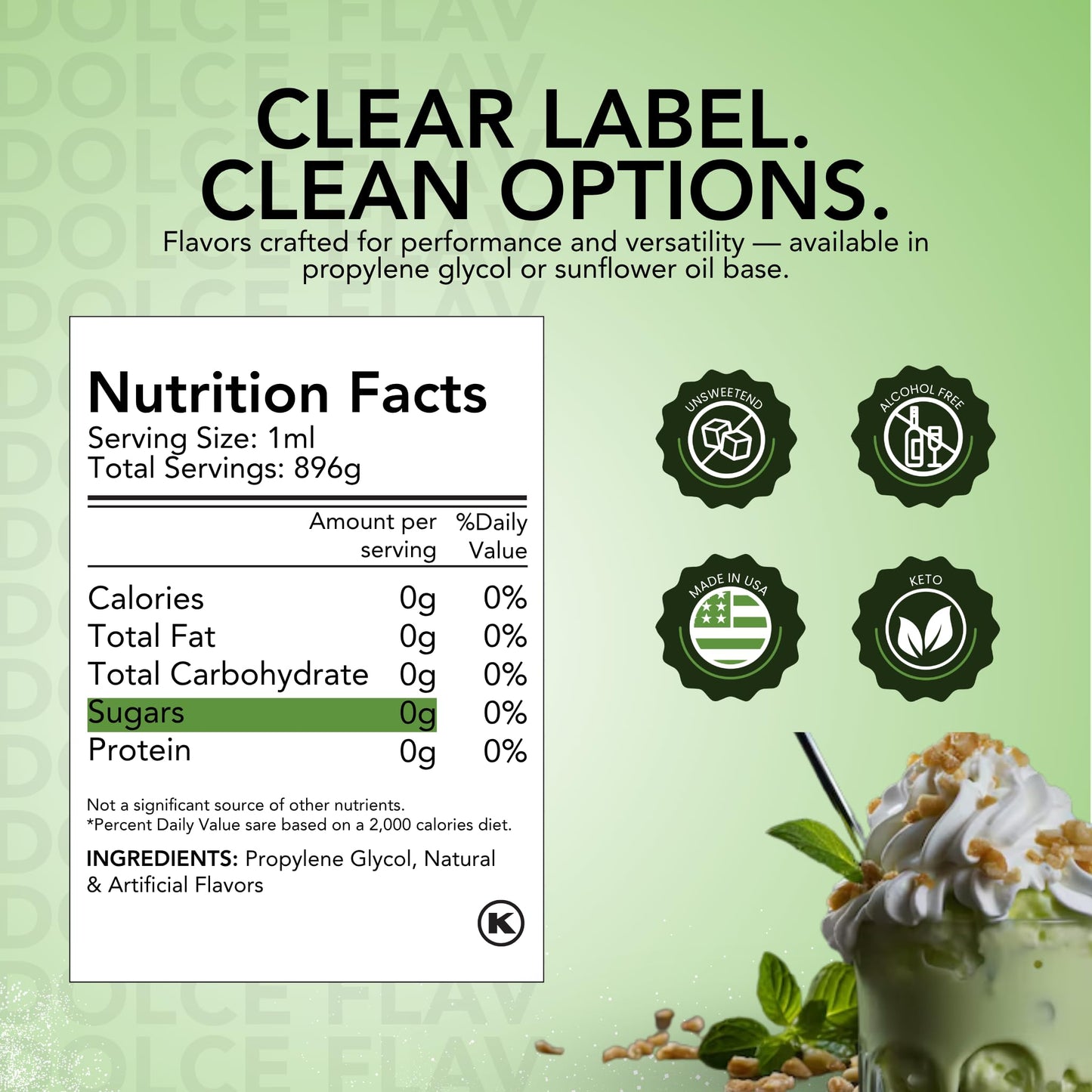 Dolce Flav Pistachio Extract - Water-Soluble, Sugar-Free Flavor for Baking & Ice Cream - 1 Gallon