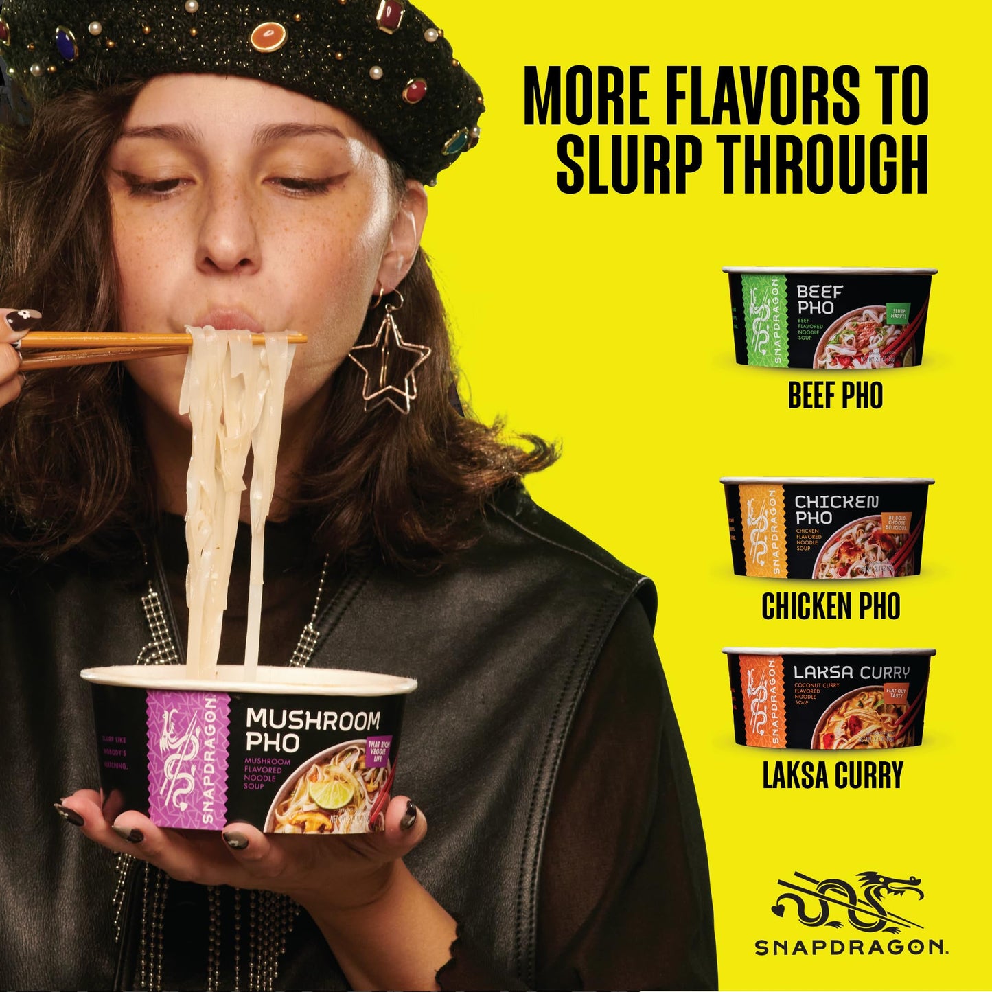 Snapdragon Mushroom Pho Instant Noodle Bowls | Mushroom Flavor Broth with Rice Noodles | Gluten Free | No Artificial Flavors | N