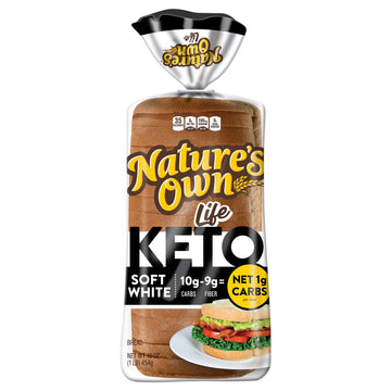 Nature's Own Life Keto Soft White Bread, Net 1 Carb Sliced White Keto Bread, 16 oz Loaf