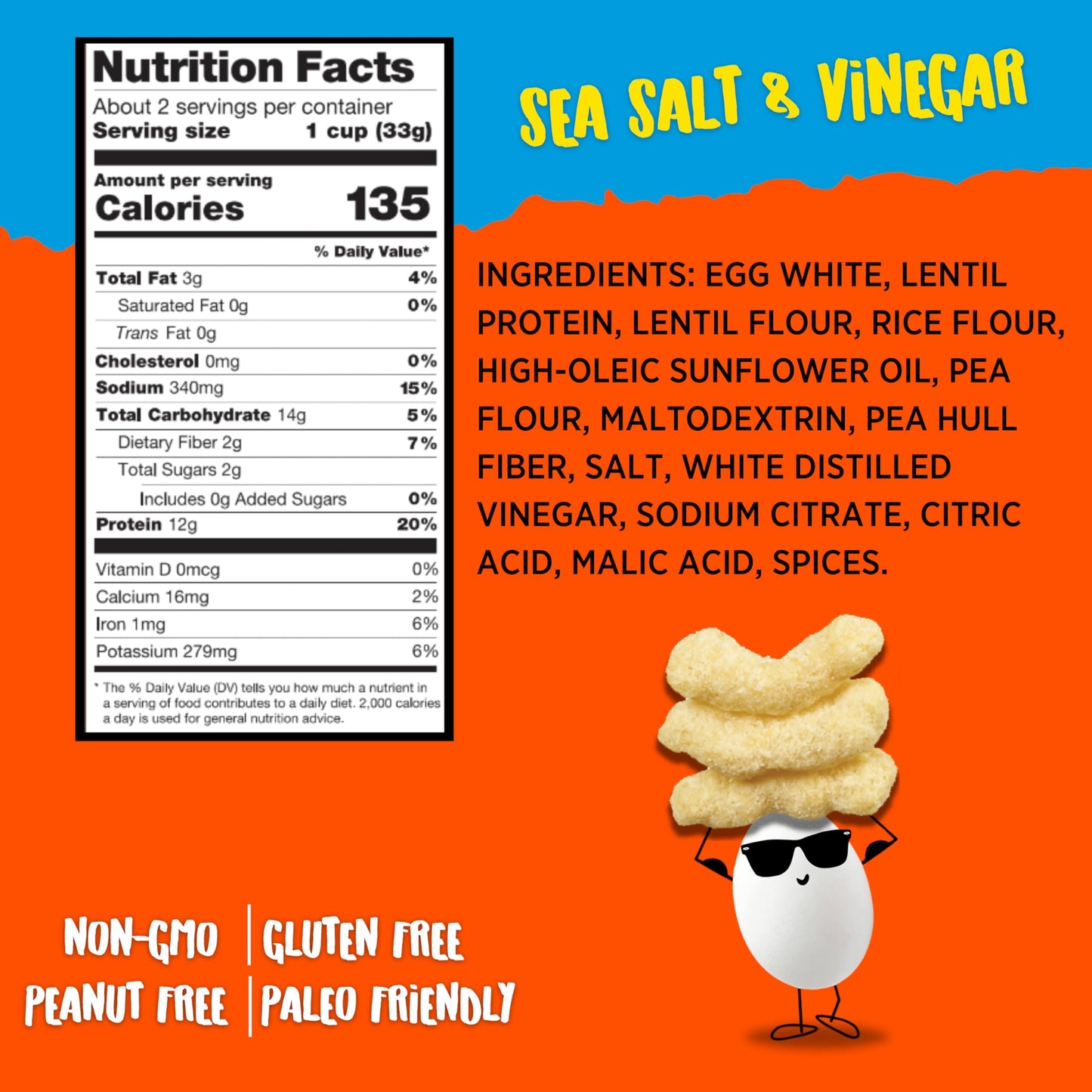 Todd s Better Snacks Egg-Cellent Protein Puffs, Sea Salt & Vinegar - 12g Protein, Gluten-Free, Paleo-Friendly, Baked, GLP-1 Com