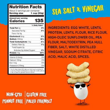 Todd s Better Snacks Egg-Cellent Protein Puffs, Sea Salt & Vinegar - 12g Protein, Gluten-Free, Paleo-Friendly, Baked, GLP-1 Com