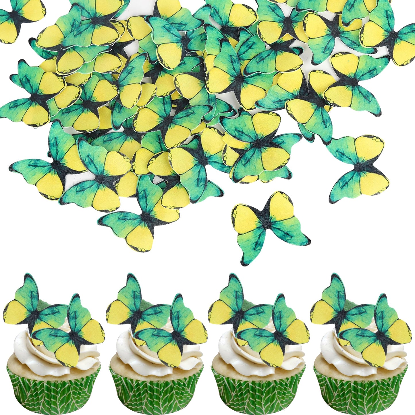 48PCS Edible Butterfly Cupcake Toppers - Edible Butterflies Cake Decoration for Wedding, Birthday, Baby Shower & Kids Parties - 