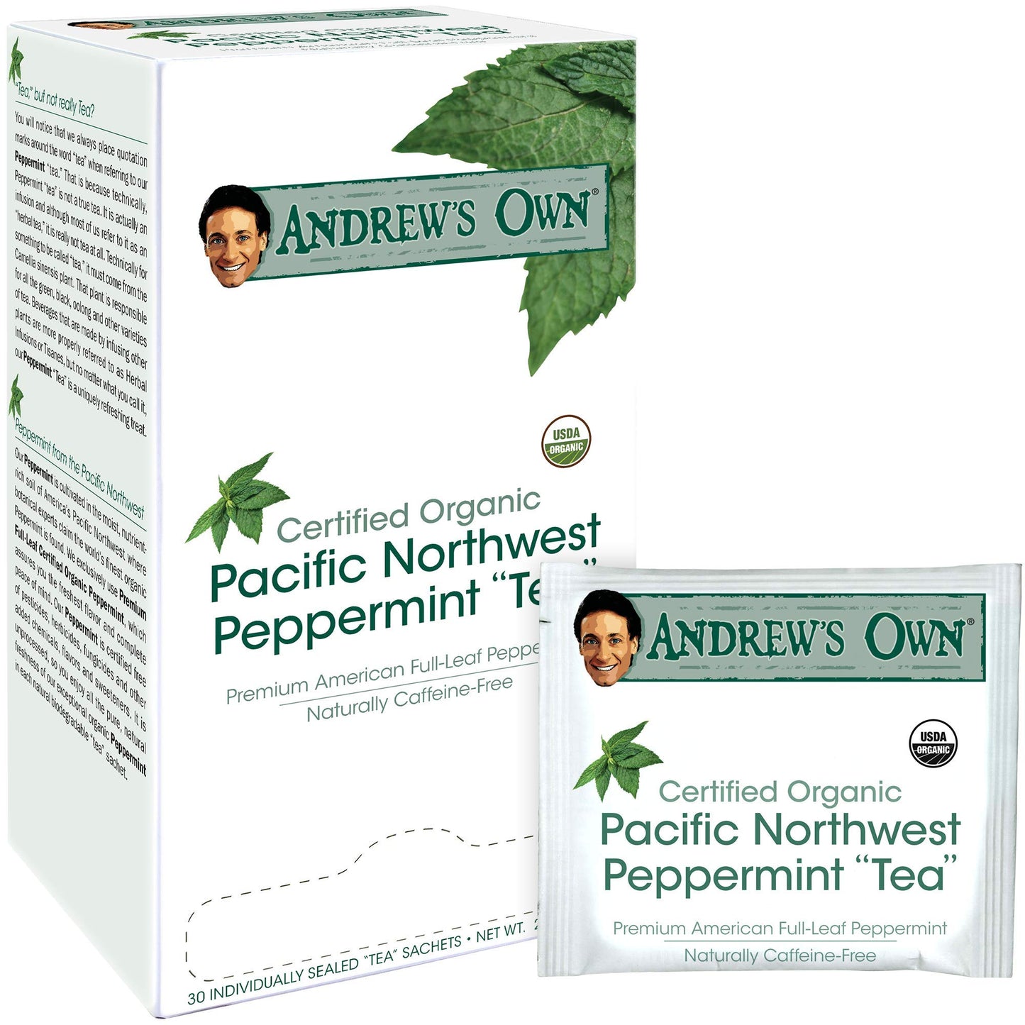 ANDREW LESSMAN Peppermint Tea - Organic Whole-leaf, Caffeine-Free, 60 Sachets