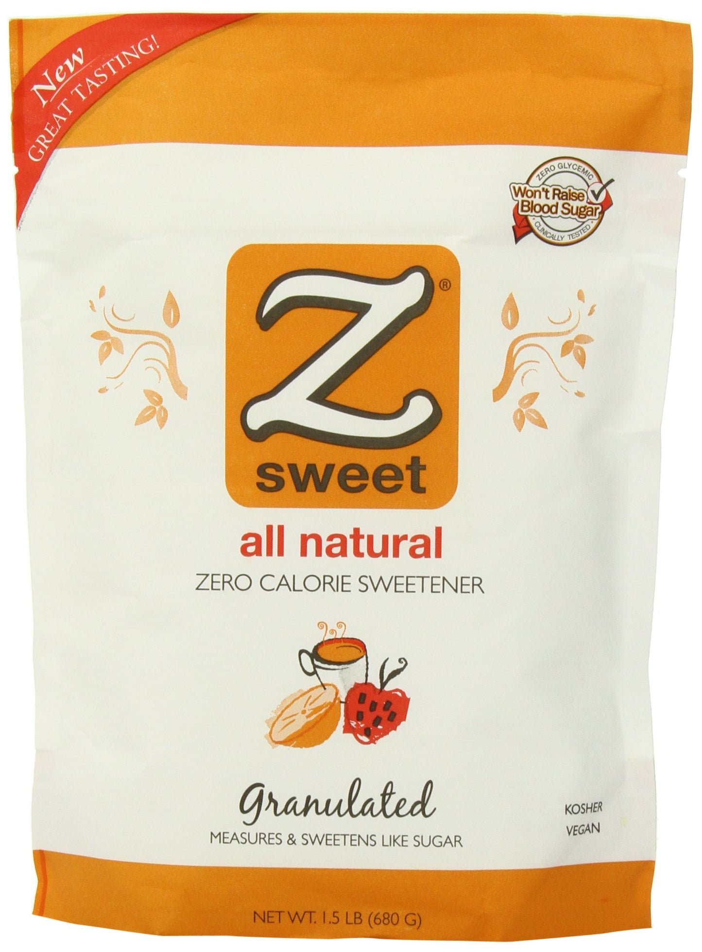 Zsweet All Natural Zero Calorie Sweetener 1.5-Pound Pouches (Pack Of 2)
