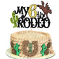 1 Pcs My 6Th Rodeo Cake Topper Brown Glitter Cactus Six Birthday Cake Pick Decoration For Western Little Cowboy Theme Baby Showe