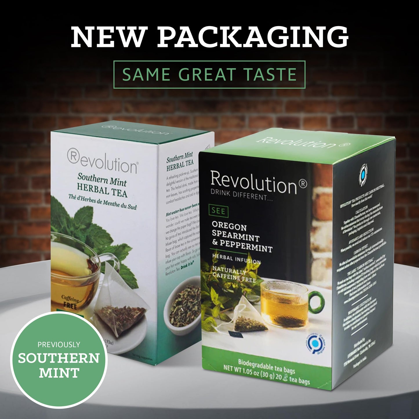 Revolution Tea Southern Mint Herbal Tea - Oregon Spearmint & Peppermint - Biodegradable Infuser Bags - 20 Count