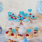 Gyufise 24Pcs Snowflake Cupcake Topper Blue Silver Glitter Winter Heart Snow In Love Cake Toppers For Winter Wonderland Wedding