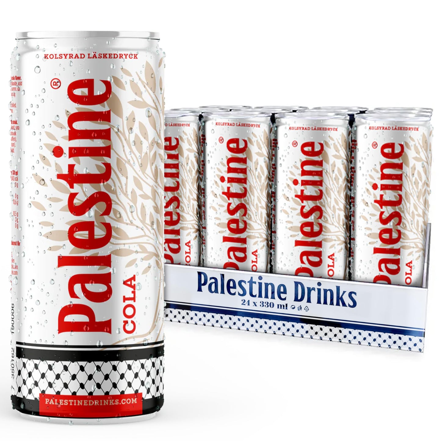 Palestine Cola Carbonated Soft Drink, 330ml Can, 24-Pack, Refreshing Beverage