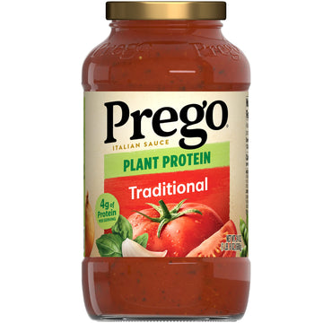 Prego Plant Protein Traditional Pasta Sauce, Plant Based Protein Sauce, 24 Oz Jar