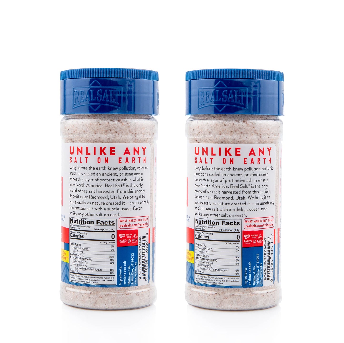 Redmond Real Sea Salt - Natural Unrefined Gluten Free Fine, 10 Ounce Shaker (2 Pack)