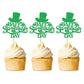 Ercadio 24 Pack Happy St Patrick's Day Cupcake Toppers Happy St Patrick's Day Cupcake Picks with Four Leaf for st.Patricks Day B