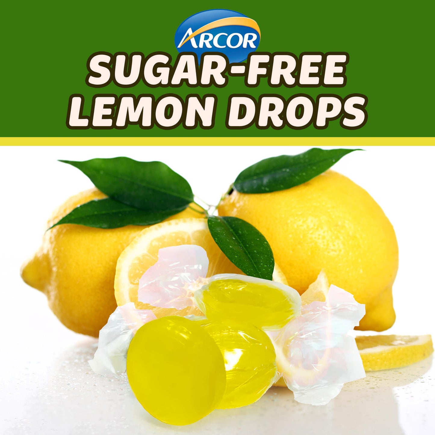 Arcor Lemon Drops Sugar Free Candy - Hard Candy Bulk - 2 Pound Of Approx 150 Sugar Free Mints Candies - Bulk Candy Individually