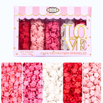 Confect Pink, Red & White Flowers sprinkles | Anniversary Sprinkle | Sprinkles for Baking & Cake Decorative | Cookie sprinkles |