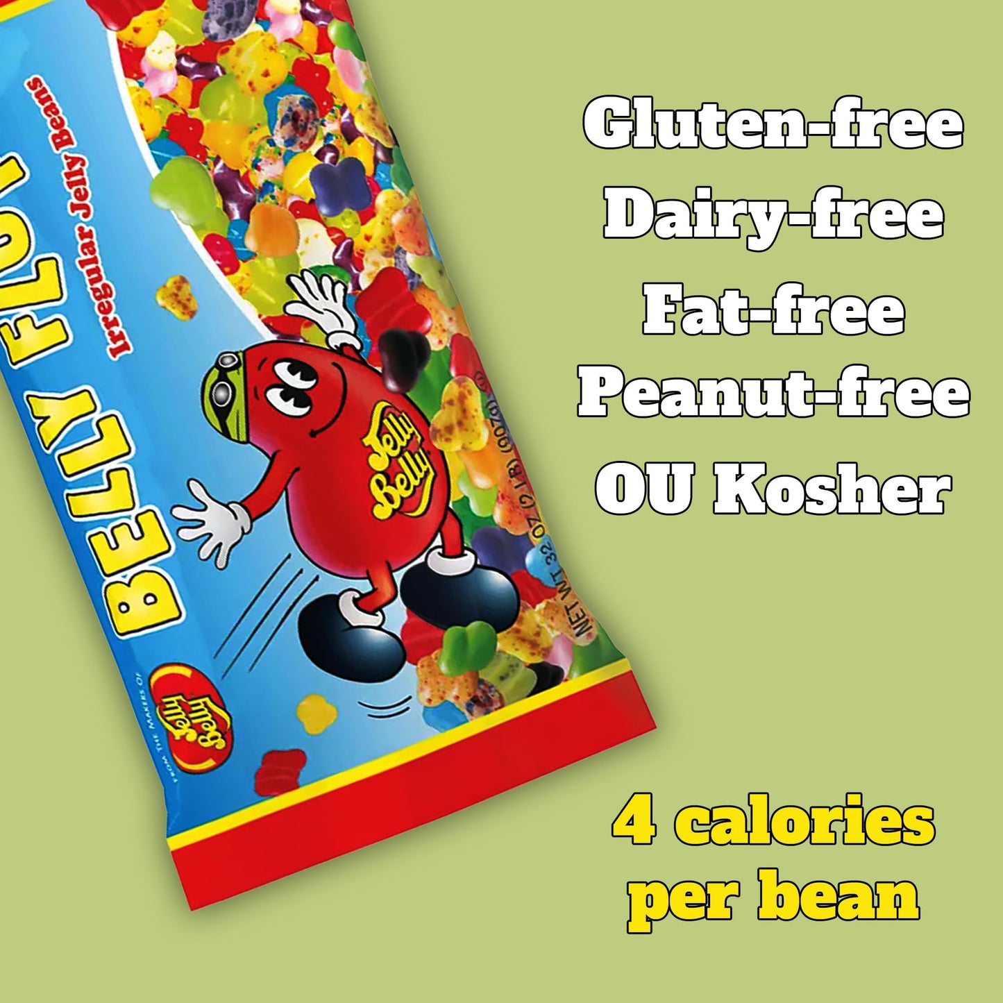 Jelly Belly Belly Flops Irregular Jelly Beans, Assorted Flavors, 2-Lb