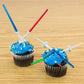 Super Z Outlet Light Sabre Cupcake Toppers - 12 Pack, 4 Tall, Assorted Colors, Plastic Picks for Birthday Parties and Events
