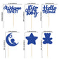 Gyufise 24Pcs Baby Shower Boy Cupcake Toppers With Moon Star Bear Light Blue Glitter It'S A Boy Welcome Baby Hello World Baby Bo