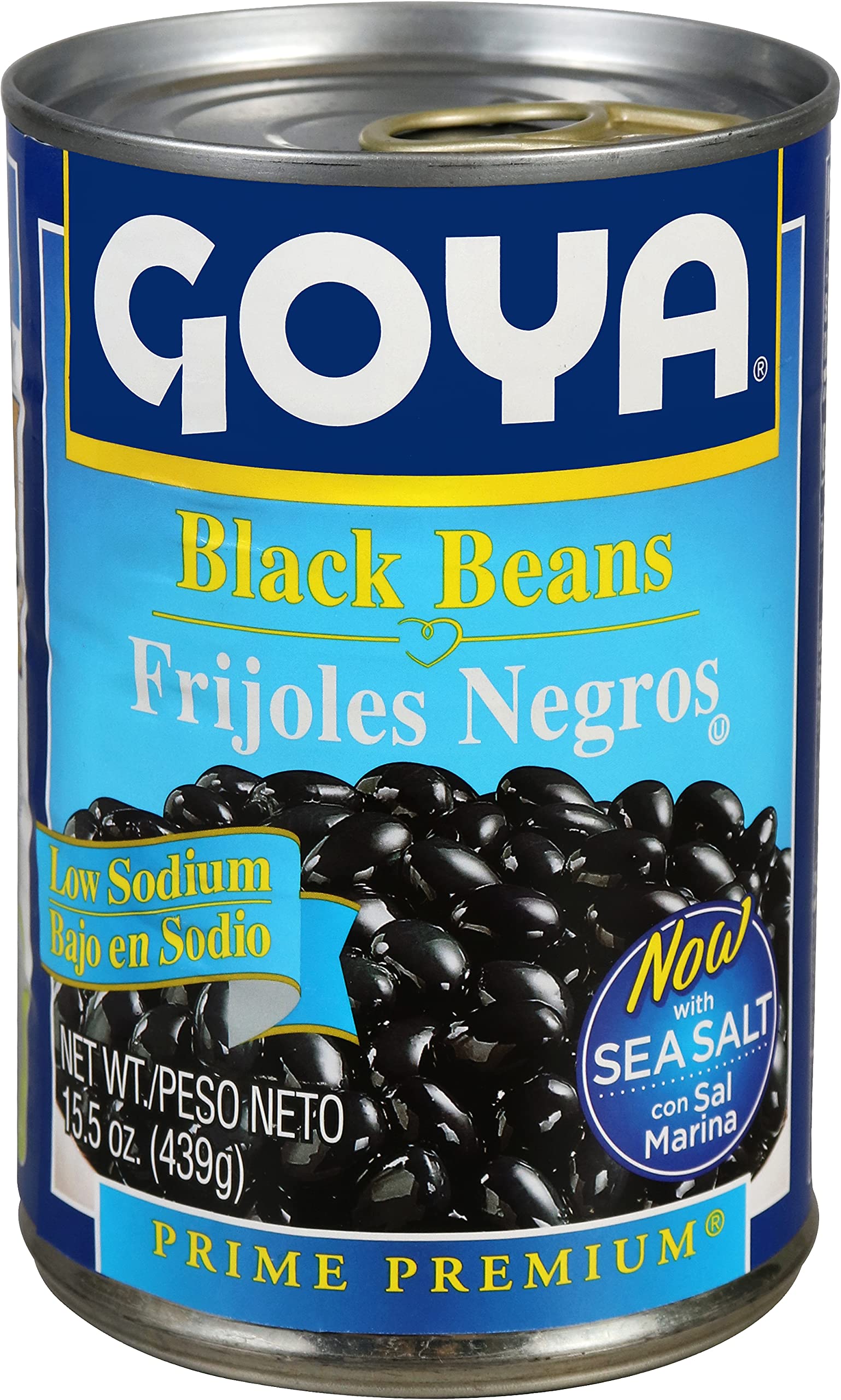 Goya Black Beans, Low Sodium, NonGMO, 15.5 Ounce Can