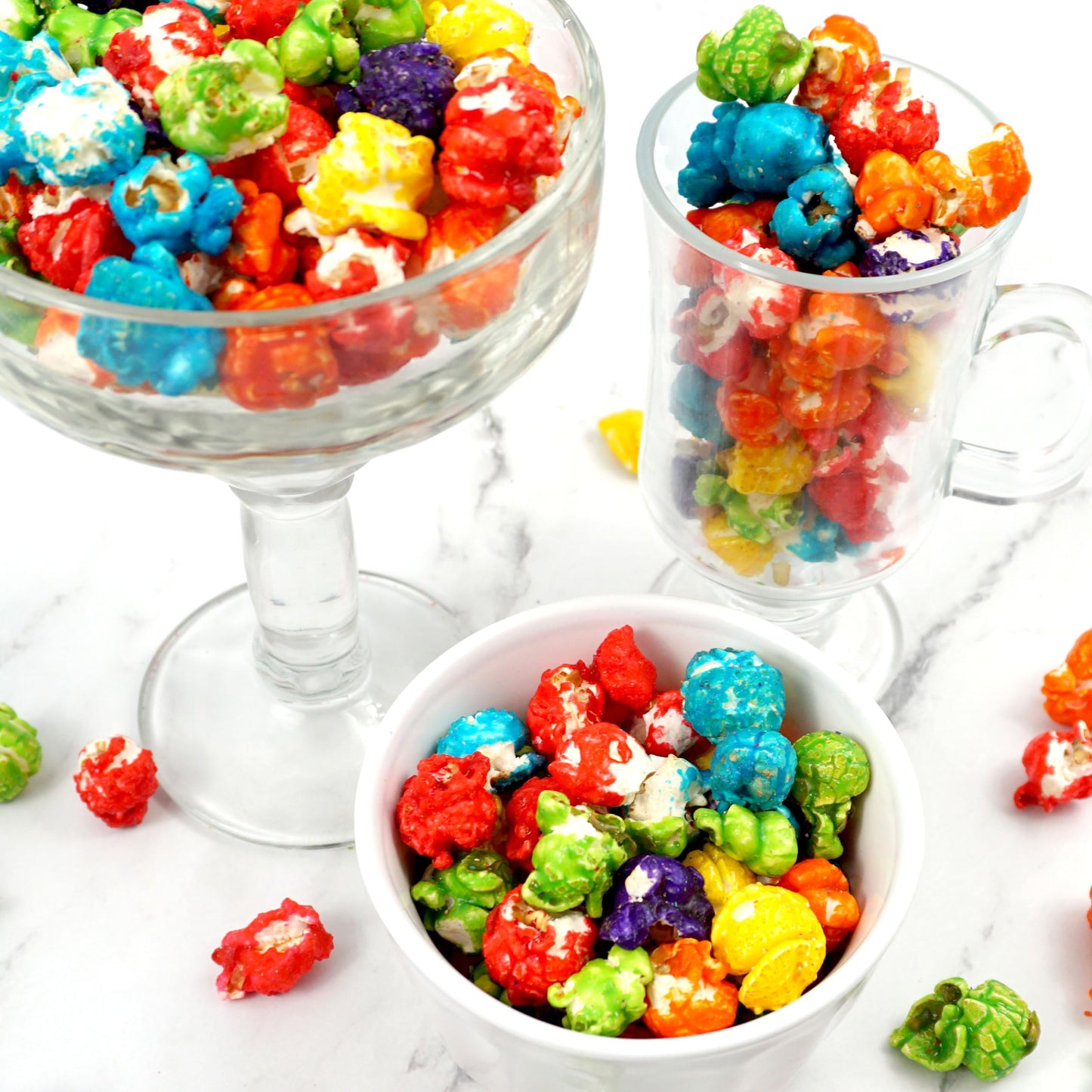The Hampton Popcorn Company Rainbow Popcorn Bucket with Scoop, 20 Ounce, Fruitfetti Caramel Corn Tub