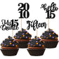 24 Pcs Black 15Th Birthday Cupcake Toppers Glitter Hello 15 Cupcake Topper Mis Quince Fifteen Since 2008 Cupcake Picks For Happy