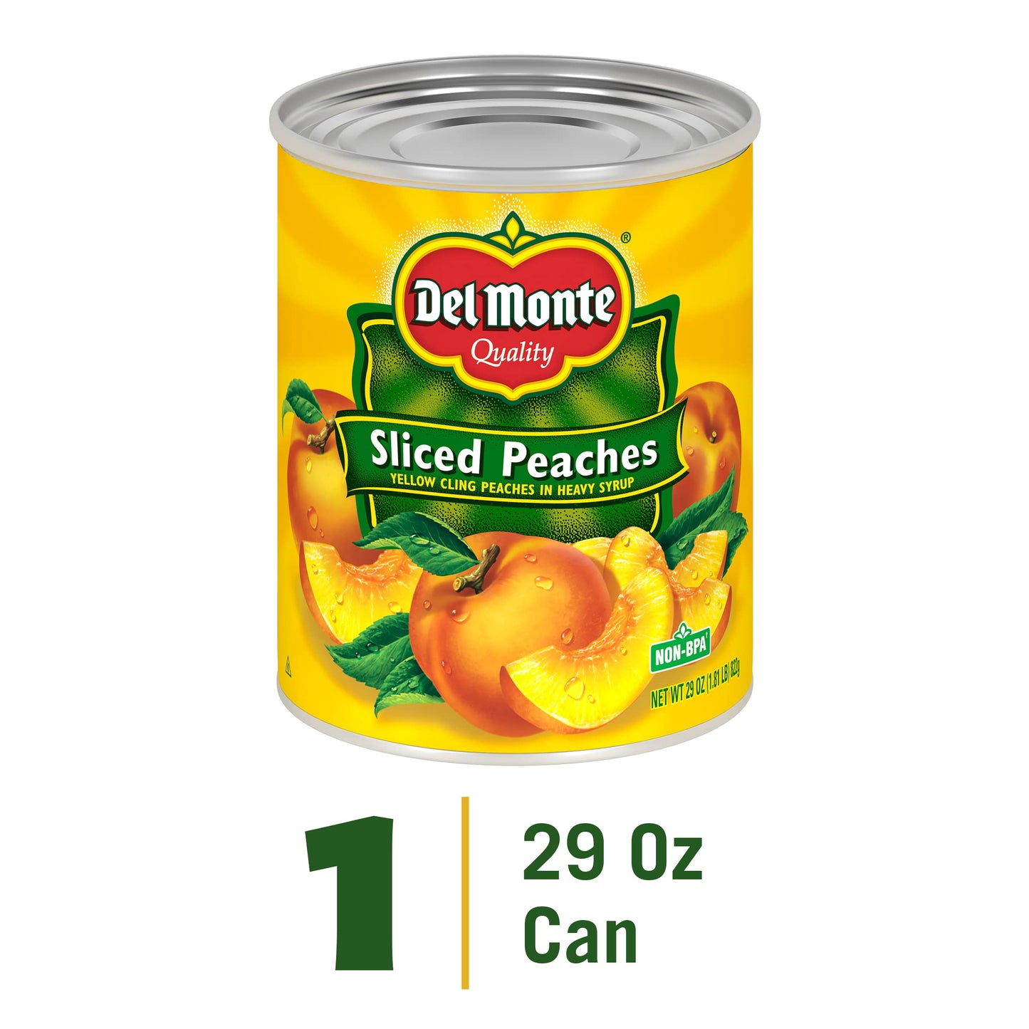Del Monte Yellow Cling Sliced Peaches, Canned Fruit, 29 oz Can, 1.81 lb