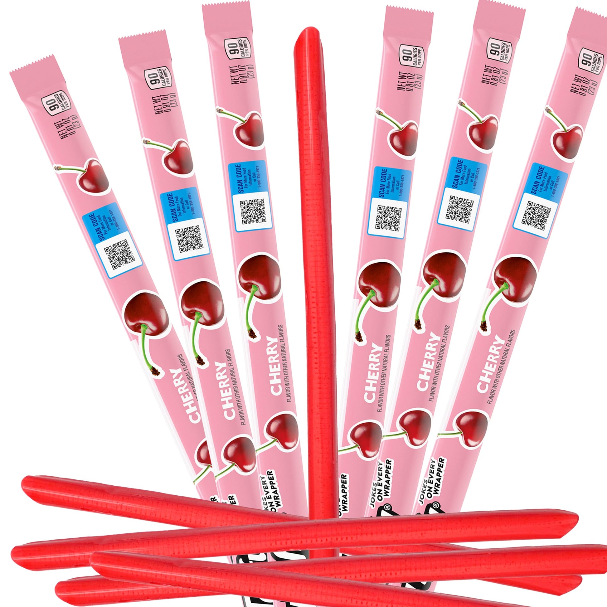 Cherry Laffy Taffy Rope Candy, 24 Pack, Taffy Candy, Individually Wrapped Candy, 0.81 Ounce Ropes