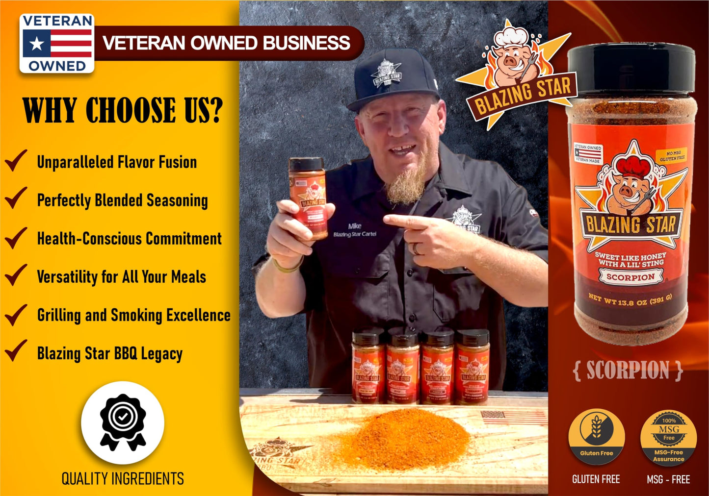 Blazing Star Bbq Scorpion Rub & Seasoning, Shaker Spice Mix 13.8 Oz