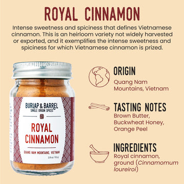 Burlap & Barrel Royal Cinnamon Powder - Intense Sweetness & Spiciness - 1.8oz Glass Jar