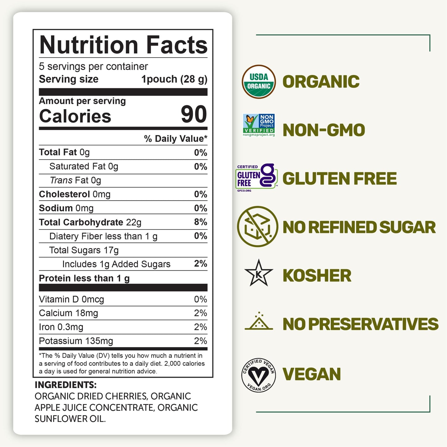 Happy Village Organic Soft Dried Cherries On The Go - 3 Bags (15 Individual Portion Packs) | Healthy, Organic, Non-Gmo, Vegan, K