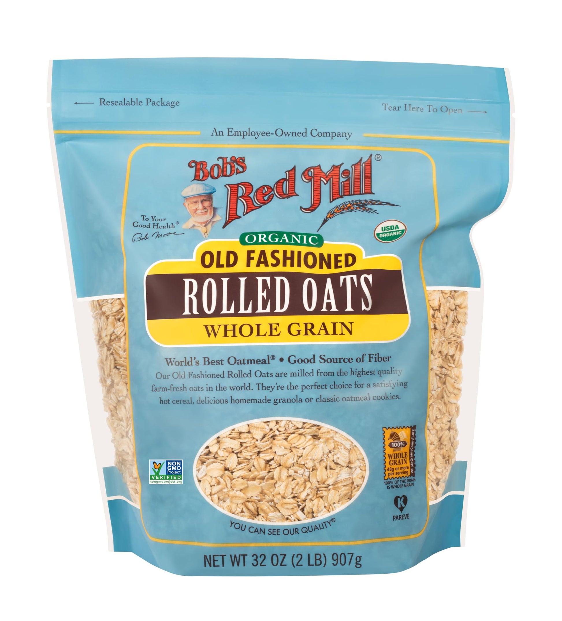 Bobs Red Mill Organic Old Fashioned Rolled Oats, 32oz (Pack of 1) - Non GMO, Whole Grain, Vegan, Kosher