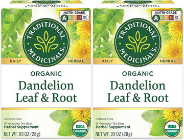 Traditional Medicinals Tea, Organic Dandelion Leaf and Root Tea, 16 Bags (Pack of 2)