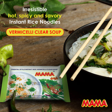 Mama Noodles Vermicelli Clear Soup Instant Rice Noodles W/Delicious Thai Flavors, Hot & Spicy Noodles, No Trans Fat W/Fewer Calo