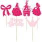 Gyufise 24Pcs Princess Cupcake Toppers Glitter Castle Bowknot Happy Birthday Cake Topper Decorations For Princess Happy Birthday