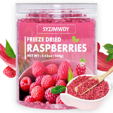 Freeze Dried Raspberry Pieces, 3.53 oz Crunchy Raspberries Crumbles, No Sugar Added Gluten-Free Raspberries Baking Chips, Dried 