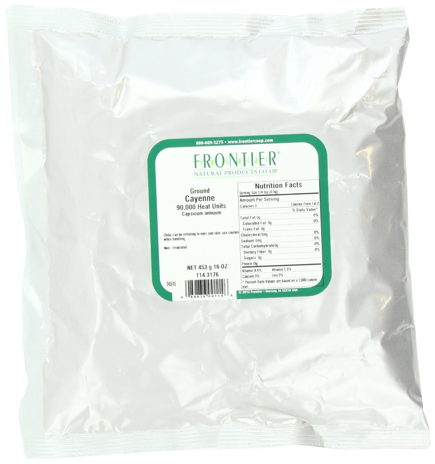 Frontier Chili Peppers Ground, Cayenne 90,000 Hu, 16 Oz (Pack of 2)
